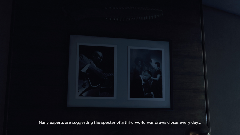 The pictures that Connor finds that unlock the information that Hank likes jazz.